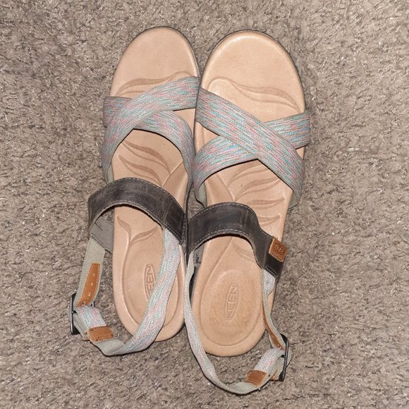 KEEN-Skyline Slingback Sandals-Multicolor Space Dye Wedge-Sz 9.5-Near Mint - Picture 6 of 7